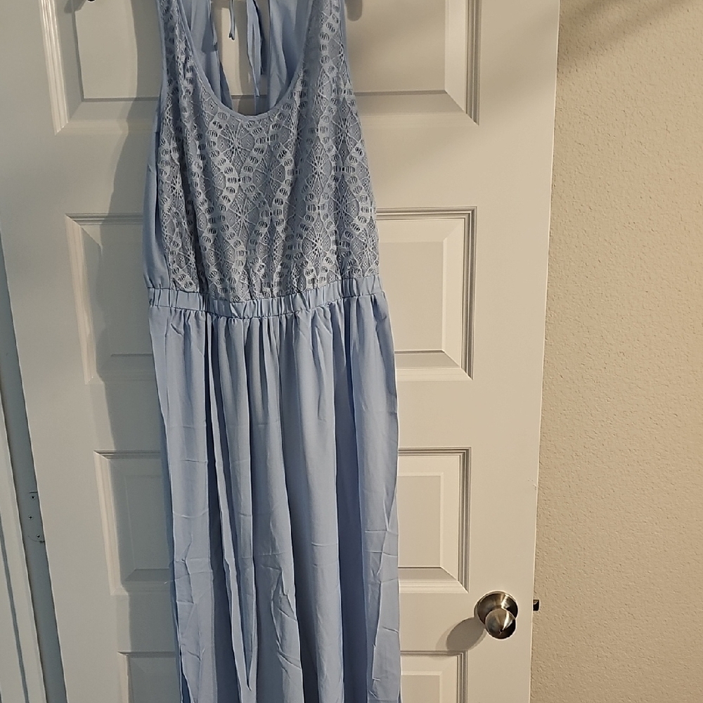 Elegant Blue Lace Women Jumpsuit